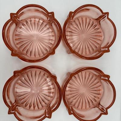 Vintage Pink Depression Glass Bowls - Set of 4