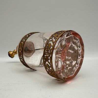 Vintage Pink Glass Vanity Dresser Set (See Details)