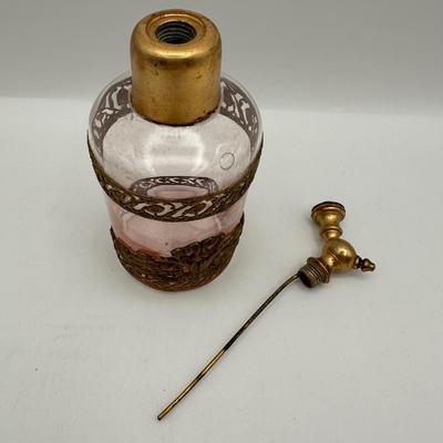 Vintage Pink Glass Vanity Dresser Set (See Details)