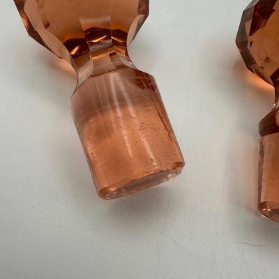 Vintage Pink Glass Vanity Dresser Set (See Details)
