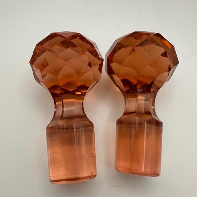 Vintage Pink Glass Vanity Dresser Set (See Details)