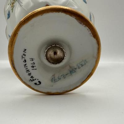 Hand-Painted Porcelain Pedestal Compote with Floral & Gilt Decoration