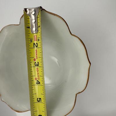 Hand-Painted Porcelain Pedestal Compote with Floral & Gilt Decoration