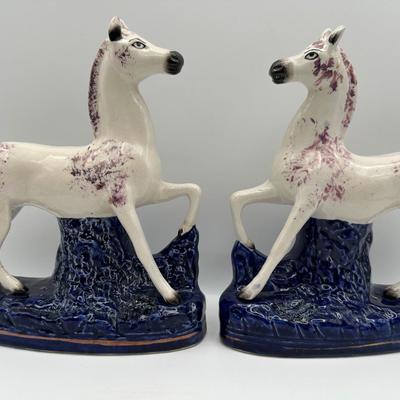 Pair of Old Staffordshire Ware Horses, England