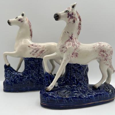 Pair of Old Staffordshire Ware Horses, England