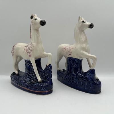 Pair of Old Staffordshire Ware Horses, England