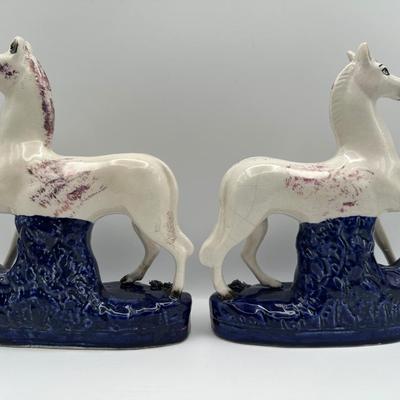 Pair of Old Staffordshire Ware Horses, England
