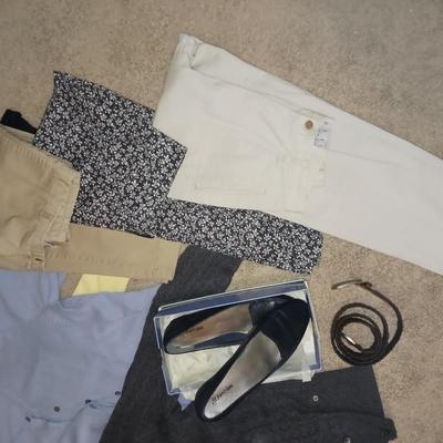 WOMEN'S CASUAL CLOTHING, NEW SHOES, AND BELT