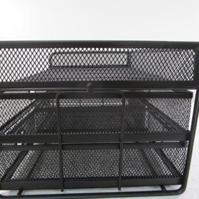 Sale Photo Thumbnail #28: Like new, Black mesh organizer has 3 drawers 14" wide x 7" tall x 9" deep, pencil/pen holder 6-1/4" x 3-1/2" tall x 2-1/8" deep  , See pictures