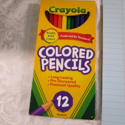 Sale Photo Thumbnail #278: Legal pad, wire-bound notebooks1 new package of 50 colored pencils, 1 new package 10 neon colored pencils, 1 new package colored pencils, pencil-end erasers, word search book