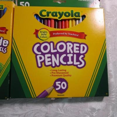 Sale Photo Thumbnail #302: New box of 50 colored pencils 1 box of 24 erasable colored pencils, 30 Twistable crayons, new box of 24 crayons, 5 highlighters