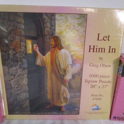 Sale Photo Thumbnail #515:  Two are 350 pieces, one is 550 pieces, Greg Olsen puzzle is 1000 pieces