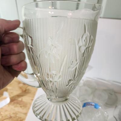 Lot of Jeannette Iris & Herringbone Depression Glass Bowls, Vases, Pitchter, Sugar Glasses and more
