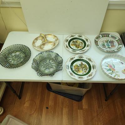 Lot of 7 Vintage Plates Serving Dishes Royal Worcester Evesham, Transart Industries Patrick Ng, Ascot Wood & Sons ,Royal Stafford