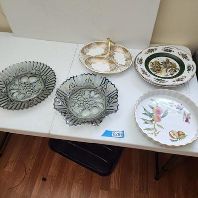 Lot of 7 Vintage Plates Serving Dishes Royal Worcester Evesham, Transart Industries Patrick Ng, Ascot Wood & Sons ,Royal Stafford