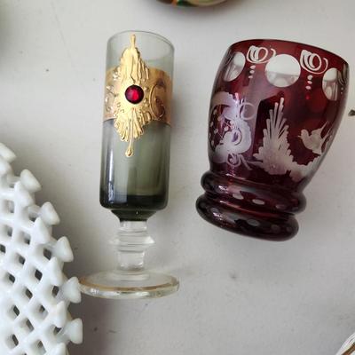 Lot of Collectibles , Art Glass, Plates , Lefton China, Royal Worcester , Ring Holder and more