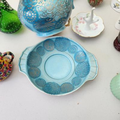Lot of Collectibles , Art Glass, Plates , Lefton China, Royal Worcester , Ring Holder and more