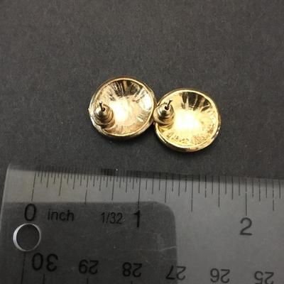 Vintage cream enamel, circular stud earrings