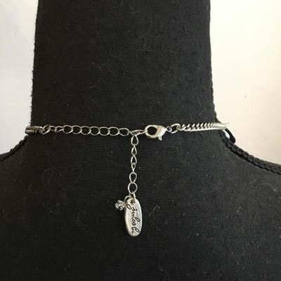 Jules, b silver, toned, hammered statement, necklace