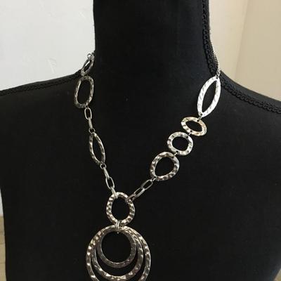 Jules, b silver, toned, hammered statement, necklace