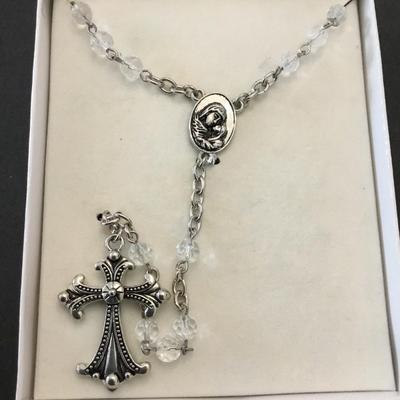 Catholic rosary, crystal, silver toned