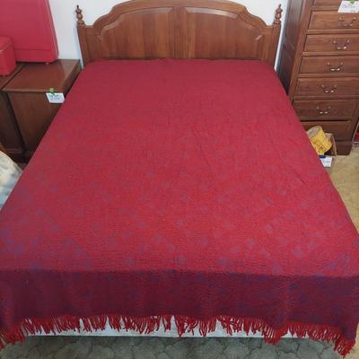 Two Vintage Queen Size Fringe Bedspreads (B3-KD)