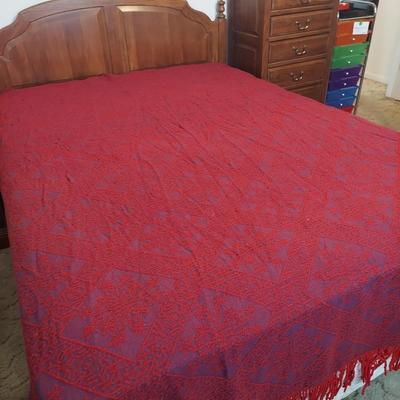 Two Vintage Queen Size Fringe Bedspreads (B3-KD)