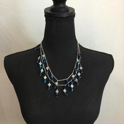 Gorgeous crystal dangle Silver-tone statement necklace