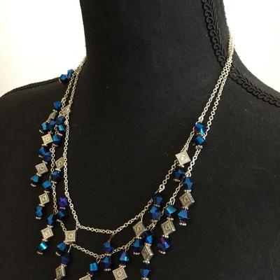 Gorgeous crystal dangle Silver-tone statement necklace