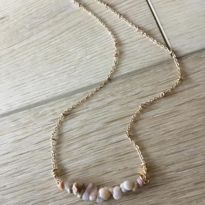 Dainty gold tone, gemstone necklace