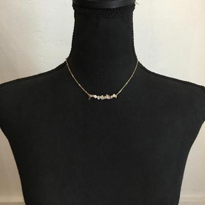 Dainty gold tone, gemstone necklace