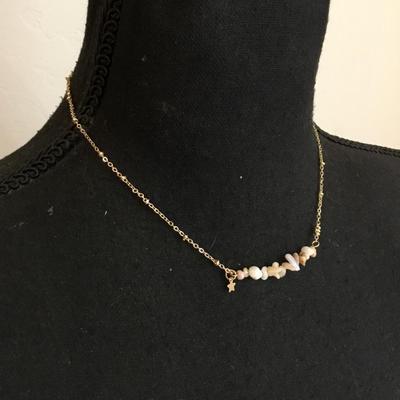 Dainty gold tone, gemstone necklace