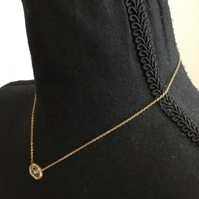 Beautiful, gold tone, light violet, crystal pendant necklace, very beautiful