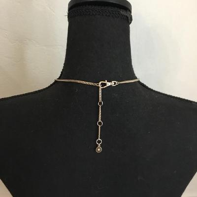 Vintage DKNY, gold tone, crystal rhinestone, tassel necklace