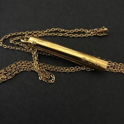 Komuso shift breathing meditation, necklace, gold toned