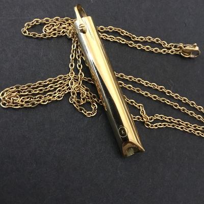 Komuso shift breathing meditation, necklace, gold toned
