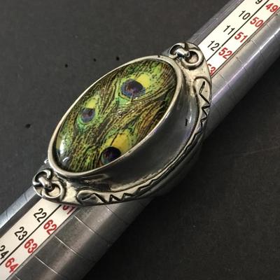 Vintage Silver-tone, peacock statement ring