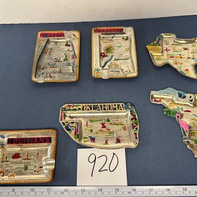 Vintage State Shaped Metal Ashtray Lot