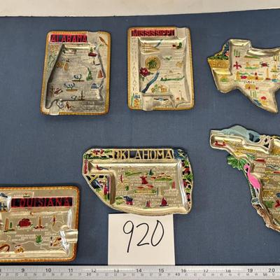 Vintage State Shaped Metal Ashtray Lot
