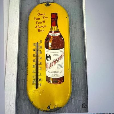 Vintage Yellowstone Kentucky Straight Bourbon thermometer 14.5”