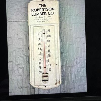 Vintage Robertson Lumber thermometer