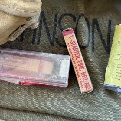 Great Group of Vintage Army survival needs, kit/bag/cooking/lantern