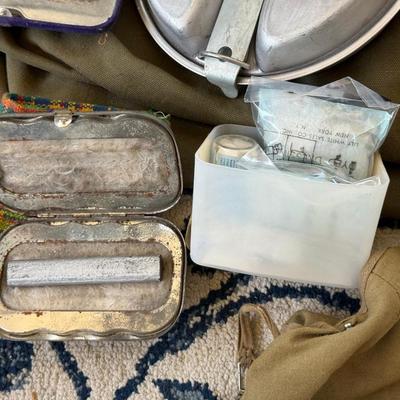 Great Group of Vintage Army survival needs, kit/bag/cooking/lantern