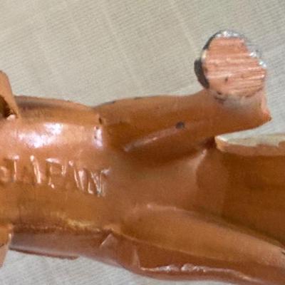 Vintage Breyer Clydesdale, two mini Japan cast iron horses w/Pokee Votive glass