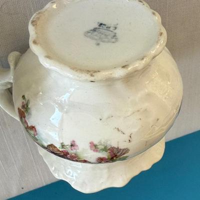 Vintage porcelain tea cup, shaving mug, sugar/creamer containers