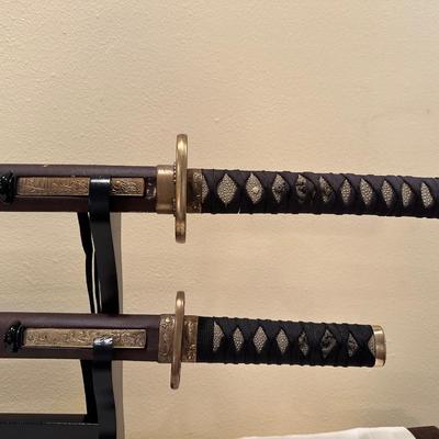 Japanese-Style Katana & Wakizashi Set – Matching Pair w/ Stand