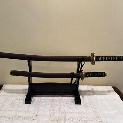 Japanese-Style Katana & Wakizashi Set – Matching Pair w/ Stand