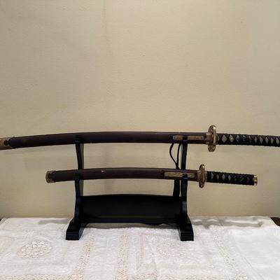 Japanese-Style Katana & Wakizashi Set – Matching Pair w/ Stand