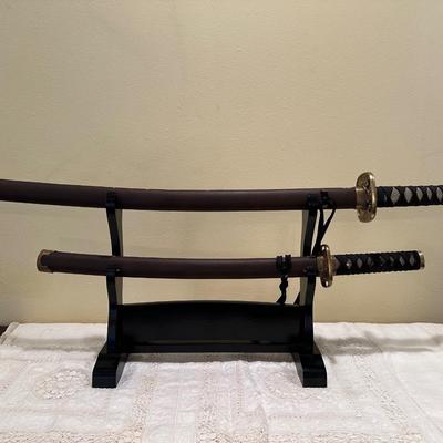 Japanese-Style Katana & Wakizashi Set – Matching Pair w/ Stand