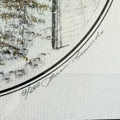 Juan Quevedo 13/200 signed Art work w/glass background.